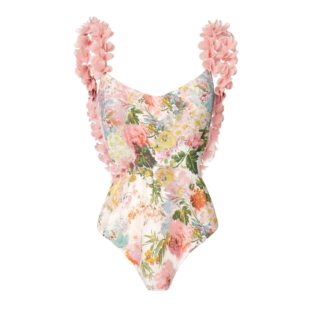Damen Badeanzug mit floralem Design und schicker Wickelhose R&B