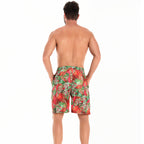 Herren Badeshorts mit tropischem Muster und verstellbarem Kordelzug R&B