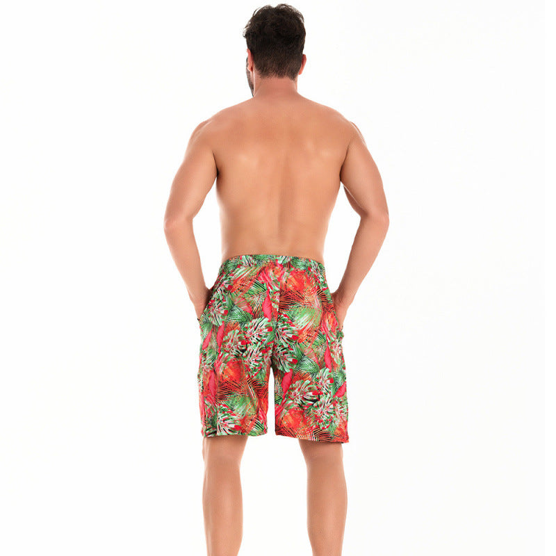 Herren Badeshorts mit tropischem Muster und verstellbarem Kordelzug R&B