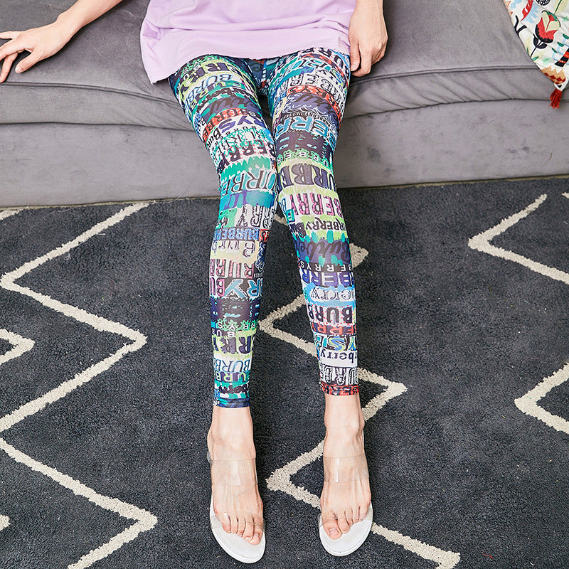 Damen Leggings mit modischem Schriftzug R&B