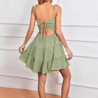 Damen lässiges Trägerkleid mit Volant und verstellbaren Schulterriemen R&B