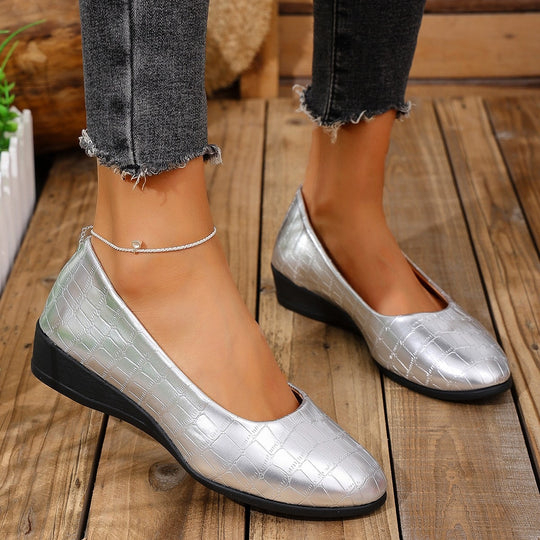 Damen Elegante und komfortable Ballerinas mit modischem Krokopattern R&B