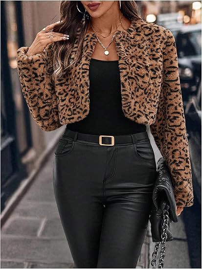 Damen modische Leopardenmuster Fleecejacke R&B