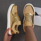 Damen Sportliche Sneakers aus atmungsaktivem Mesh mit glänzenden Akzenten