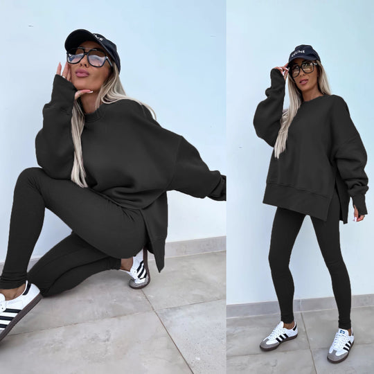 Damen lässiges Oversized Sweatshirt mit weitem Schnitt und bequemen Leggings R&B