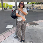 Damen Modische Leoparden-Hose mit elastischem Bund R&B