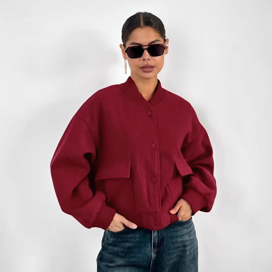 Damen Oversized Blazerjacke mit voluminösen Ärmeln und praktischen Taschen R&B
