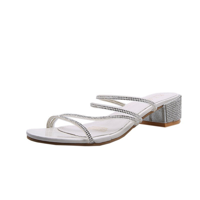 Damen Glamouröse Flachsandalen mit glitzernden Riemchen R&B