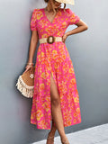 Damen Maxi-Kleid mit voluminösen Ärmeln und eleganten Knopfdetails R&B