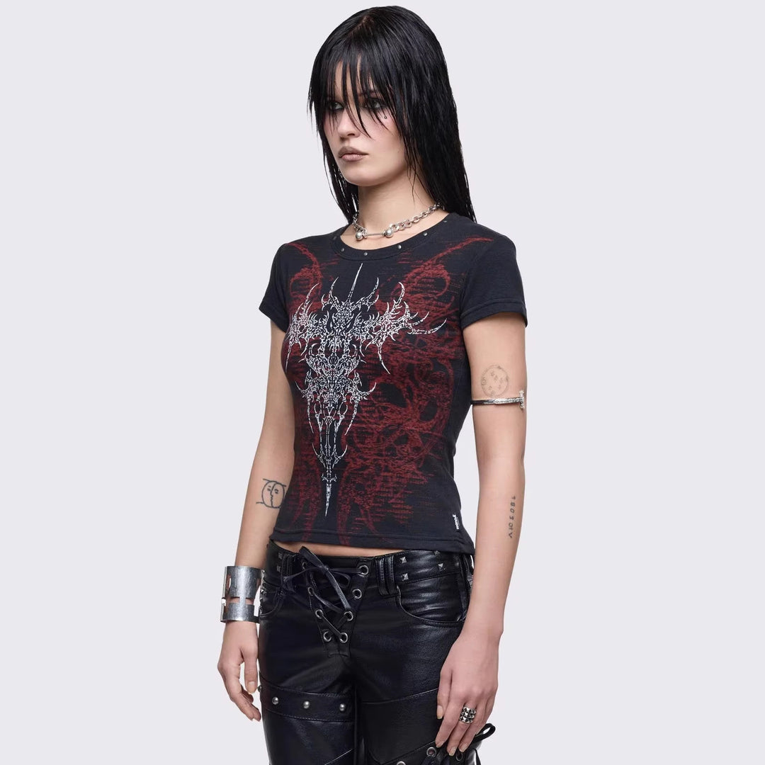 Damen Grafik-Print T-Shirt mit einzigartigem Design R&B
