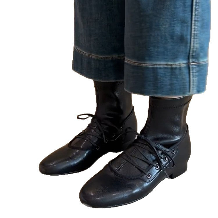 Damen zeitlose Ankle Boots mit hohem Schaft und eleganter Schnürung R&B