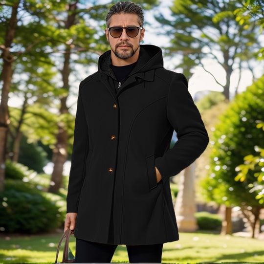 Herren elegante Übergangsjacke mit Kapuze und ausgestellten Abnähern R&B
