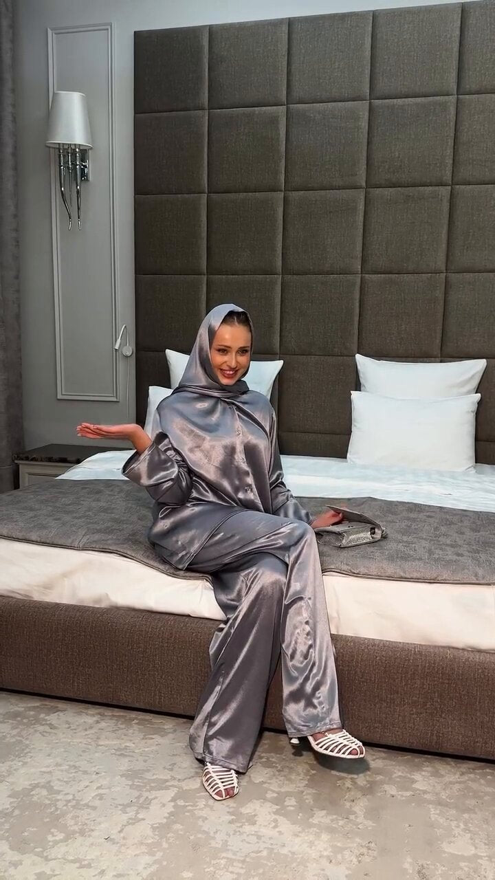 Damen luxuriöses Satin Set mit weitem Schnitt R&B