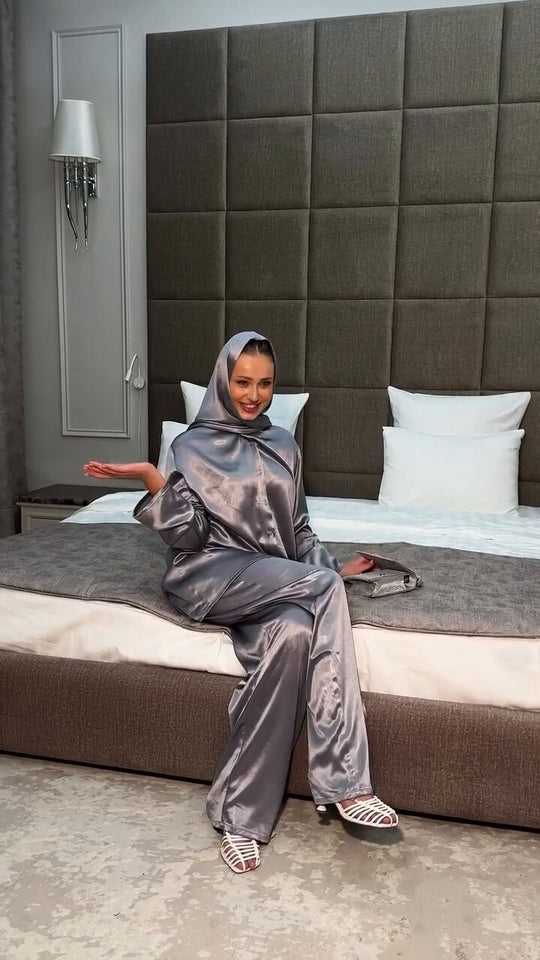 Damen luxuriöses Satin Set mit weitem Schnitt R&B