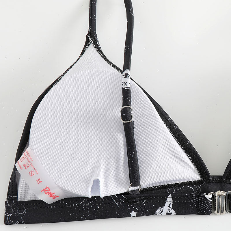 Damen Triangel-Bikini mit einzigartigem Sternenmotiv und verstellbaren Trägern