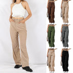 Damen Weite Cordhose mit hohem Bund und dekorativen Seitentaschen R&B