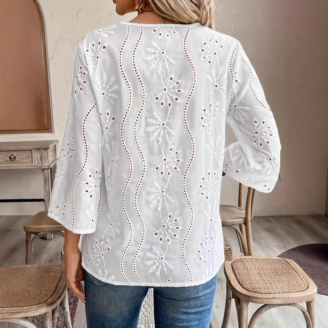 Damen Bluse mit besticktem Design und luftiger Passform R&B
