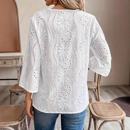 Damen Bluse mit besticktem Design und luftiger Passform R&B