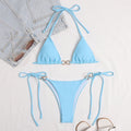 Damen Triangel-Bikini mit verspieltem Knoten und elegantem Goldakzent R&B