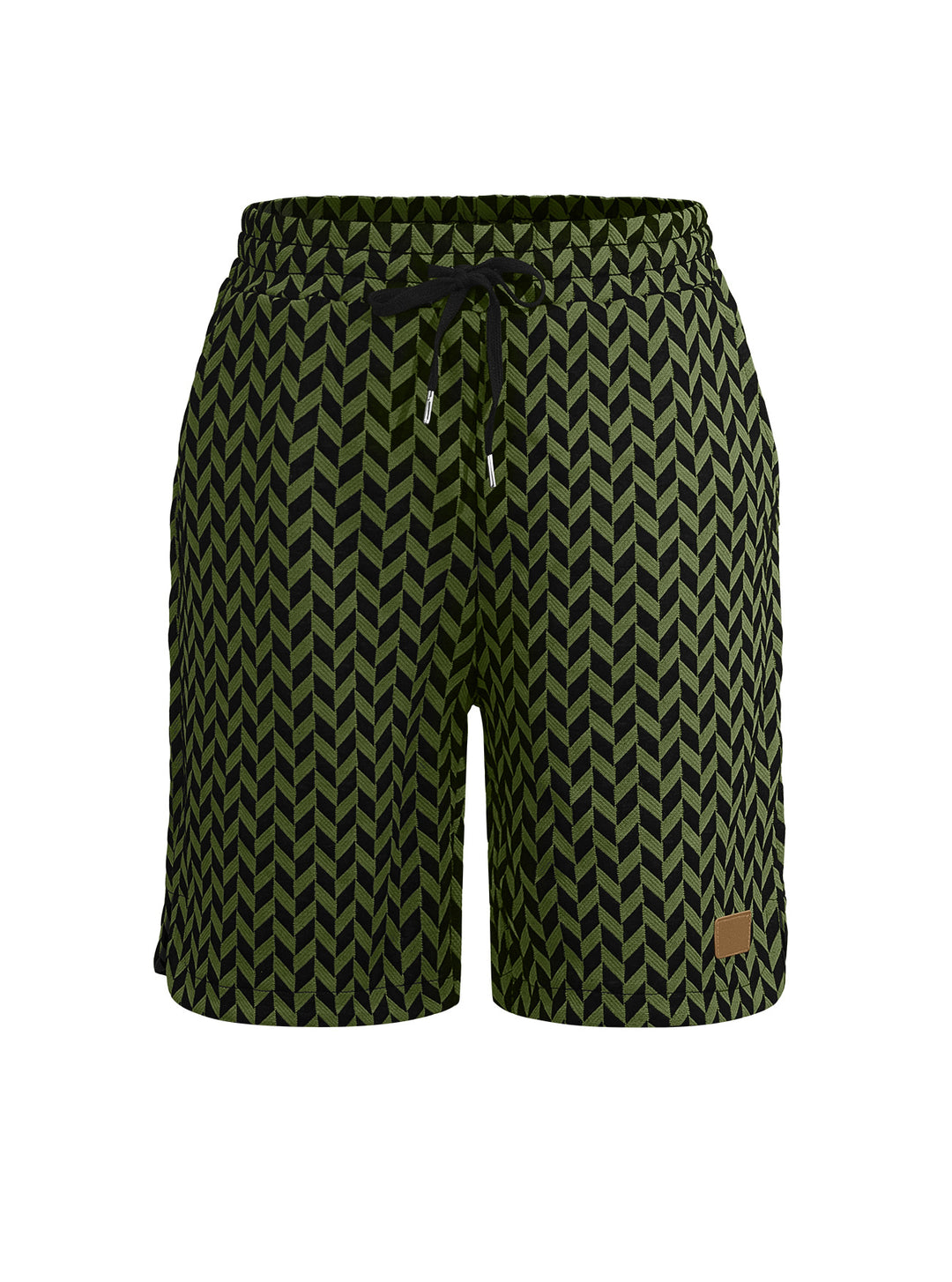 Damen nan Jacquard-Shorts mit elastischem Komfortbund, Tunnelzug und Fischgrätmuster R&B