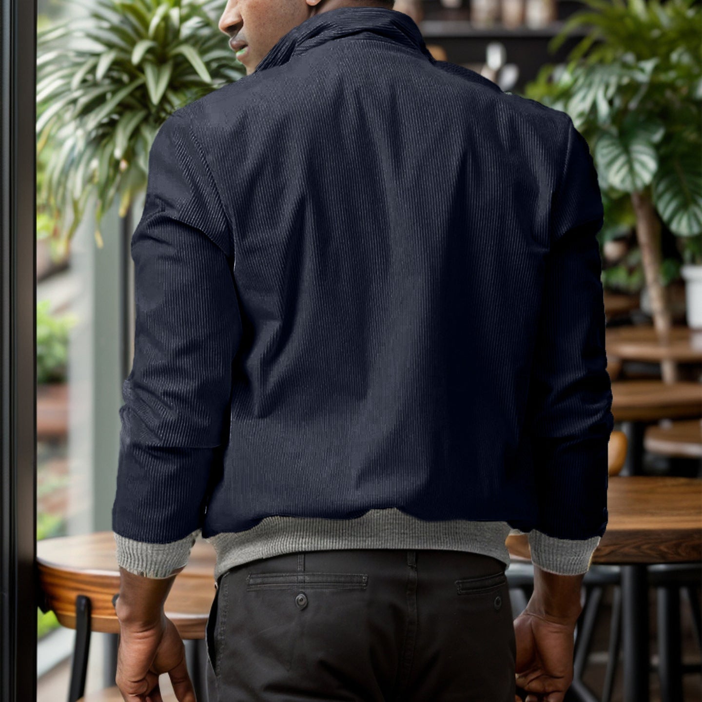 Herren sportliche Cordjacke mit praktischen Taschen und modernem Design R&B