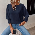 Damen Oversized Bluse mit lässigem Schnitt und elastischen Ärmeln R&B