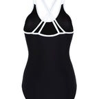 Damen Einteiliger Badeanzug mit trendigem Kreuzträger-Design R&B