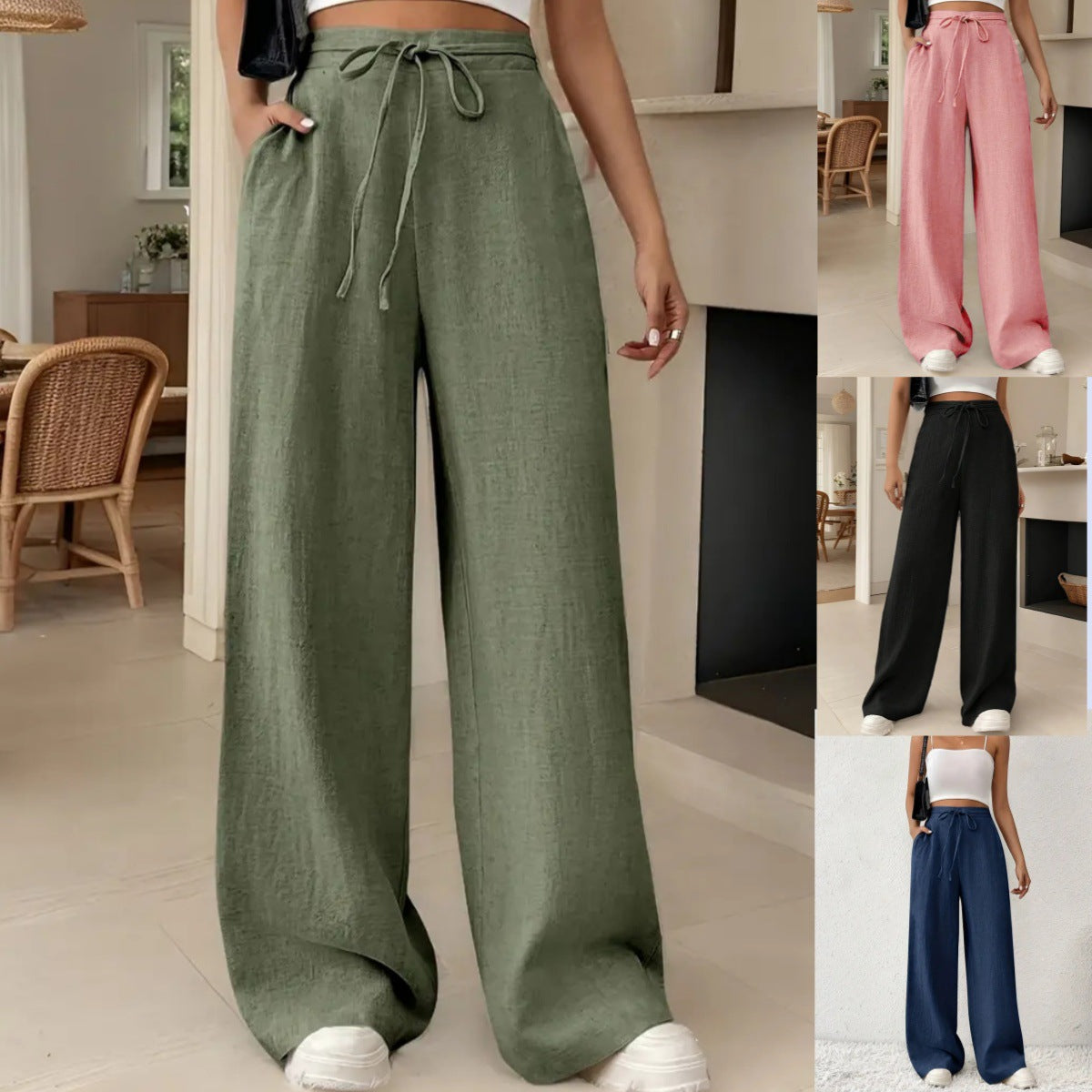 Damen Weite Freizeithose mit Kordelzug R&B