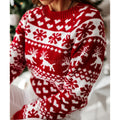 Damen Strickpullover mit weihnachtlichem Muster und Rundhalsausschnitt