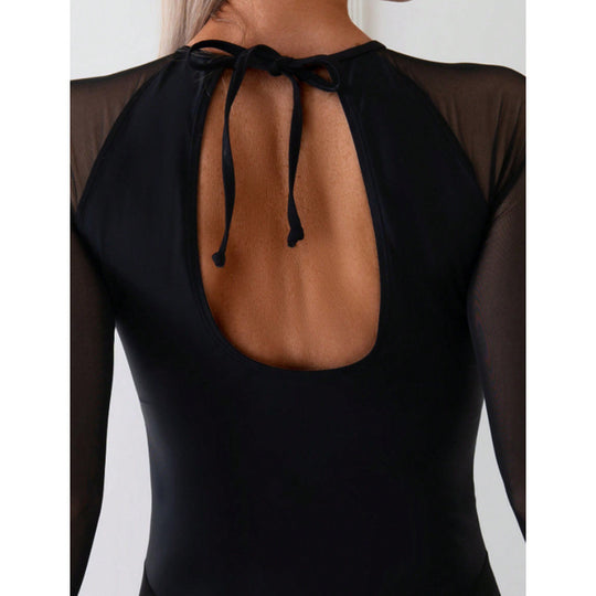 Damen Langärmliger Badeanzug mit transparenten Einsätzen R&B
