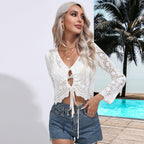 Damen Strickoberteil mit einzigartigem Lochmuster und femininer Silhouette R&B