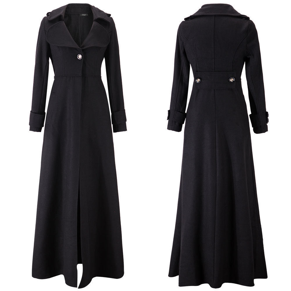 Damen Eleganter Langmantel mit klassischem Revers und modernen Akzenten R&B