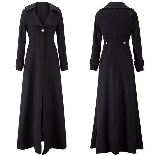 Damen Eleganter Langmantel mit klassischem Revers und modernen Akzenten R&B