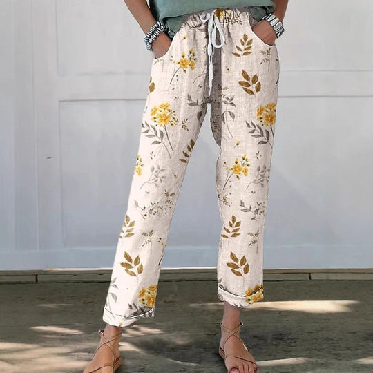 Damen Blumenmuster Freizeithose R&B