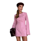 Damen Kunstleder Minikleid mit weitem Schnitt und eleganten Details R&B
