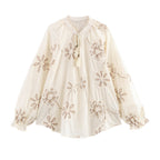 Damen Bluse mit floralem Stickmuster und eleganten Quasten R&B