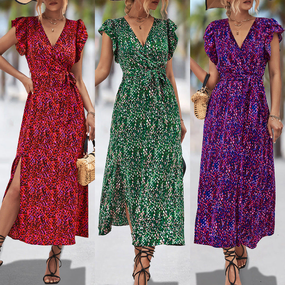Damen Maxikleid mit voluminösen Rüschen und elastischem Taillenband R&B