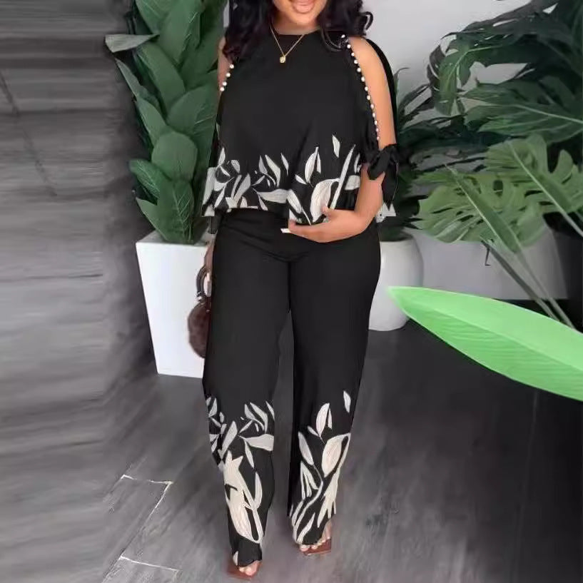 Damen Elegant gestaltetes Sommeroutfit mit floralem Design und Schulterfreiem Oberteil R&B