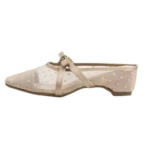 Damen Slingback-Pantoletten mit zierlichem Riemchen und Pünktchenmuster R&B