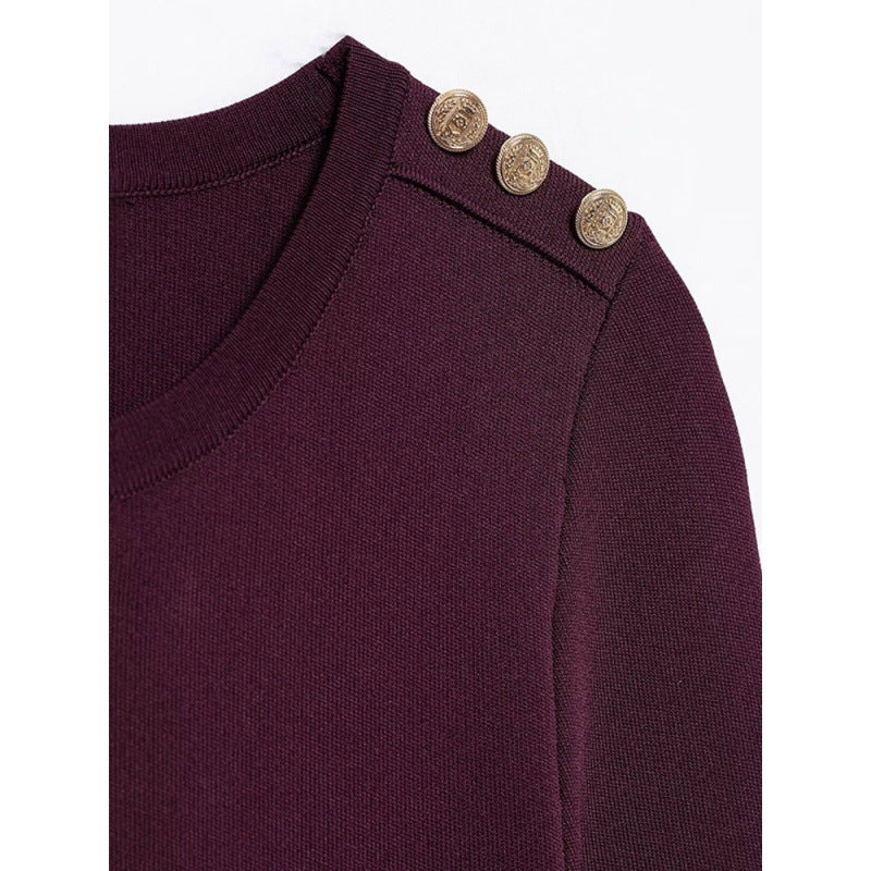 Damen Strickkleid mit dekorativen Knopfdetails und praktischen Taschen R&B