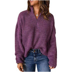 Damen Strickpullover mit kurzem Reißverschluss R&B