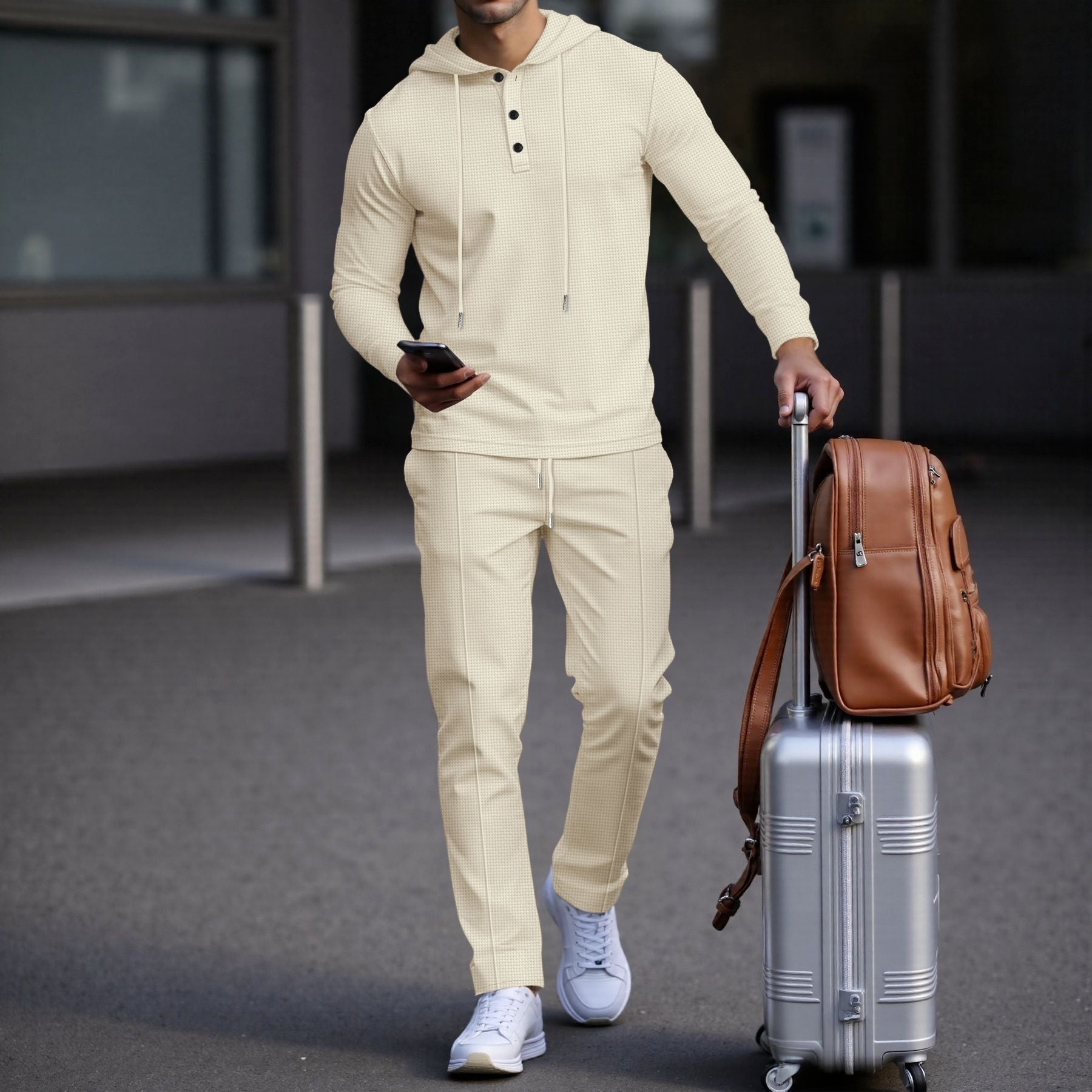 Herren sportives Hoodie und Jogginghose Set im strukturierten Design R&B