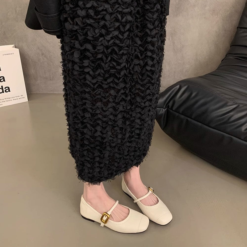 Damen elegante Ballerinas mit modischem Riemchen und stabiler Sohle R&B