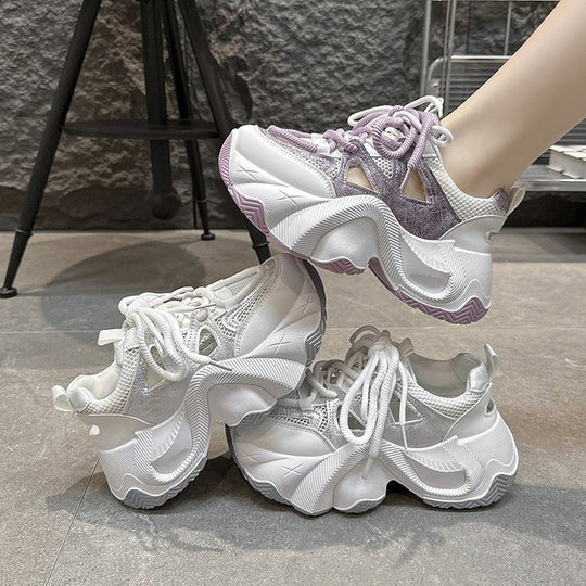 Damen Chunky Sport-Sneaker mit atmungsaktiver Mesh-Oberfläche und innovativen Dämpfungselementen R&B