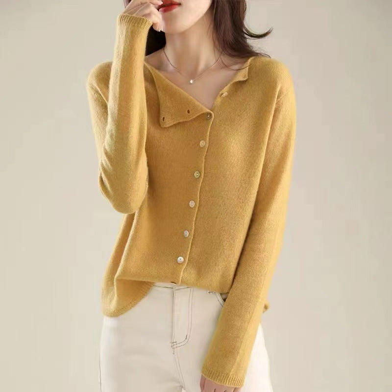 R&B | Klassischer Langarmpullover mit Knöpfen