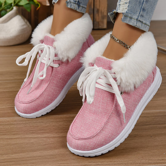 Damen Komfortable Sneaker mit Plüschkragen und rutschfester Sohle R&B
