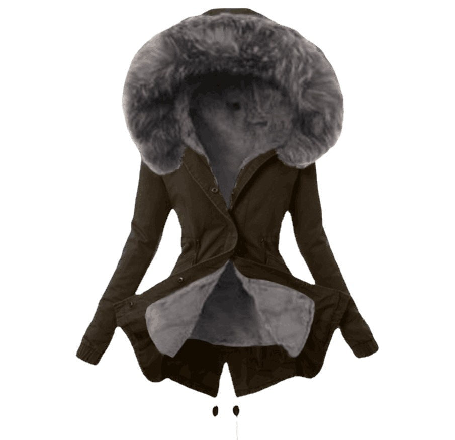 Damen modische Parka mit abnehmbarem Pelzkragen R&B
