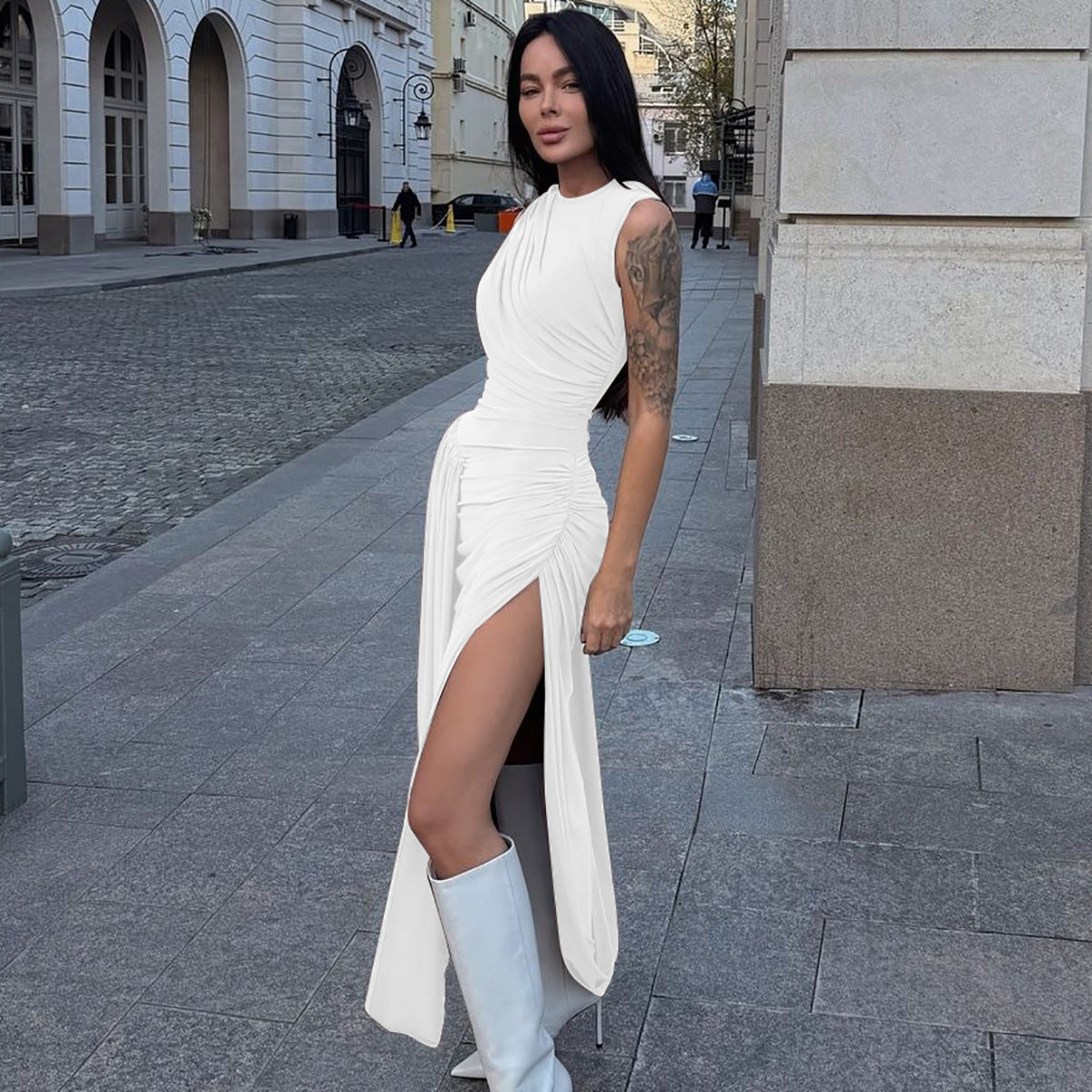 Damen Elegantes Maxikleid mit raffiniertem Wickeldesign R&B