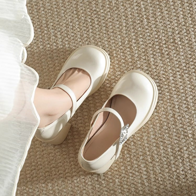 Damen elegante Blockabsatz-Pumps mit modischer Schnallenverzierung R&B