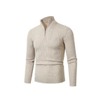 Herren Strickpullover mit modernem Zopfmuster und hohem Stehkragen R&B